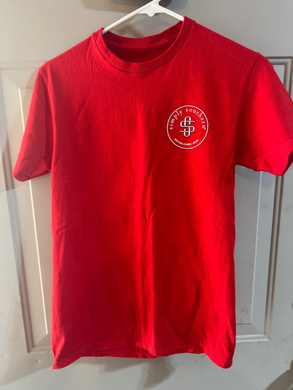 Simply Southern Red Short-Sleeve Crewneck T-Shirt with Chest Logo